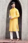 Priyanka Jain_Yellow Georgette Embroidery Zari Work Kurta Set _at_Aza_Fashions