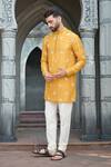 Buy_Priyanka Jain_Yellow Silk Embroidery Dori Kurta Set _Online_at_Aza_Fashions