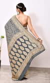 Shop_Naaritva India_Grey Chiffon Handwoven Florin Mahal Jaal Saree With Running Blouse _at_Aza_Fashions