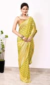 Shop_Naaritva India_Yellow Chiffon Handwoven Bahar Jaal Saree With Running Blouse _Online_at_Aza_Fashions