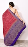 Shop_Naaritva India_Red Chiffon Handwoven Mughal Vine Saree With Running Blouse _at_Aza_Fashions