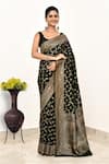 Buy_Naaritva India_Green Handloom Cotton Woven Zari Mughal Saree With Running Blouse Piece _at_Aza_Fashions