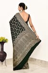 Shop_Naaritva India_Green Handloom Cotton Woven Zari Mughal Saree With Running Blouse Piece _at_Aza_Fashions