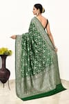 Shop_Naaritva India_Green Monga Silk Woven Zari Floral Jaal Saree With Running Blouse Piece _at_Aza_Fashions