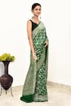 Buy_Naaritva India_Green Monga Silk Woven Zari Floral Jaal Saree With Running Blouse Piece _Online_at_Aza_Fashions