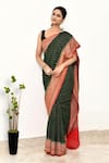 Buy_Naaritva India_Green Handloom Cotton Woven Zari Paisley Border Saree With Running Blouse Piece _Online_at_Aza_Fashions