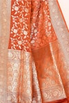 Buy_Naaritva India_Orange Katan Woven Zari Jaal Saree With Running Blouse Piece _Online_at_Aza_Fashions