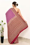 Shop_Naaritva India_Pink Handloom Cotton Woven Zari Vine Border Saree With Running Blouse Piece _at_Aza_Fashions