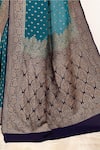 Shop_Naaritva India_Blue Handloom Cotton Woven Zari Vine Border Saree With Running Blouse Piece _Online_at_Aza_Fashions