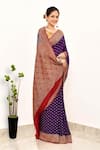 Buy_Naaritva India_Wine Handloom Cotton Woven Zari Floral Border Saree With Running Blouse Piece _Online_at_Aza_Fashions