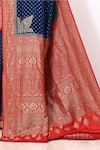 Shop_Naaritva India_Blue Handloom Cotton Woven Zari Animal Border Saree With Running Blouse Piece _Online_at_Aza_Fashions