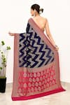 Shop_Naaritva India_Wine Handloom Cotton Woven Zari Chevron Saree With Running Blouse Piece _at_Aza_Fashions