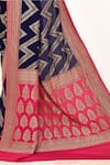 Shop_Naaritva India_Wine Handloom Cotton Woven Zari Chevron Saree With Running Blouse Piece _Online_at_Aza_Fashions