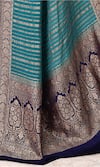 Buy_Naaritva India_Blue Handloom Cotton Woven Zari Foliage Stripe Saree With Running Blouse Piece _Online_at_Aza_Fashions