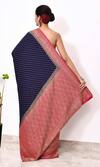 Shop_Naaritva India_Wine Handloom Cotton Woven Floral Broad Border Saree With Running Blouse Piece _at_Aza_Fashions