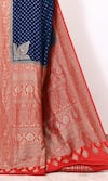 Buy_Naaritva India_Blue Handloom Cotton Woven Zari Animal Border Saree With Running Blouse Piece _Online_at_Aza_Fashions