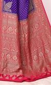 Buy_Naaritva India_Purple Handloom Cotton Woven Zari Animal Border Saree With Running Blouse Piece _Online_at_Aza_Fashions