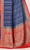 Buy_Naaritva India_Blue Handloom Cotton Woven Zari Foliage Stripe Saree With Running Blouse Piece _Online_at_Aza_Fashions