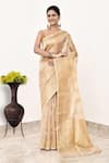 Buy_Naaritva India_Gold Pure Tissue Handwoven Flower Saree With Running Blouse _at_Aza_Fashions