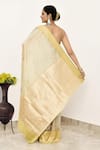 Shop_Naaritva India_Grey Pure Tissue Handwoven Tear Drop Colorblock Saree With Running Blouse _at_Aza_Fashions