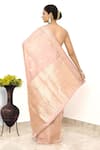 Shop_Naaritva India_Pink Tissue Embroidery Tear Drop Woven Banarasi Saree With Running Blouse _at_Aza_Fashions