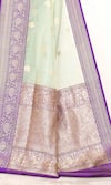 Buy_Naaritva India_Blue Tissue Botanical Border Woven Banarasi Saree With Running Blouse _Online_at_Aza_Fashions