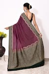 Shop_Naaritva India_Wine Handloom Cotton Handwoven Bandhani Saree With Running Blouse _at_Aza_Fashions