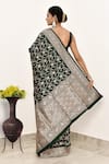 Shop_Naaritva India_Black Katan Handwoven Flower Vine Saree With Running Blouse _at_Aza_Fashions