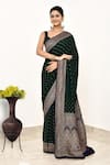 Buy_Naaritva India_Black Handloom Cotton Handwoven Bandhej Saree With Running Blouse _at_Aza_Fashions