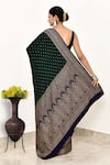 Shop_Naaritva India_Black Handloom Cotton Handwoven Bandhej Saree With Running Blouse _at_Aza_Fashions