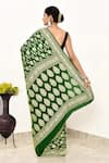 Shop_Naaritva India_Green Handloom Cotton Handwoven Floral Saree With Running Blouse _at_Aza_Fashions