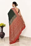 Shop_Naaritva India_Black Handloom Cotton Handwoven Flower Saree With Running Blouse _at_Aza_Fashions