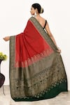 Shop_Naaritva India_Red Handloom Cotton Handwoven Geometric Saree With Running Blouse _at_Aza_Fashions