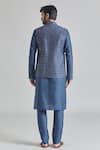Shop_Arihant Rai Sinha_Blue Brocade, Silk Embroidery Geometric Bundi Kurta Set _at_Aza_Fashions