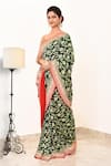 Naaritva India_Green Handloom Cotton Handwoven Floral Pattern Saree With Running Blouse _Online_at_Aza_Fashions