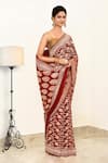 Buy_Naaritva India_Red Handloom Cotton Handwoven Floral Bloom Pattern Saree With Running Blouse _Online_at_Aza_Fashions