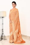 Naaritva India_Orange Handloom Cotton Handwoven Floral Geometric Saree With Running Blouse _Online_at_Aza_Fashions