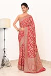 Buy_Naaritva India_Red Handloom Cotton Handwoven Floral Saree With Running Blouse _at_Aza_Fashions