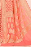 Buy_Naaritva India_Peach Handloom Cotton Floral Geometric Pattern Saree With Running Blouse _Online_at_Aza_Fashions