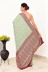 Shop_Naaritva India_Green Handloom Cotton Handwoven Floral Saree With Running Blouse _at_Aza_Fashions