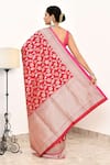 Shop_Naaritva India_Pink Katan Handwoven Floral Saree With Running Blouse _at_Aza_Fashions