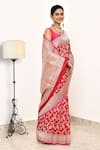 Shop_Naaritva India_Pink Katan Handwoven Floral Saree With Running Blouse _Online_at_Aza_Fashions