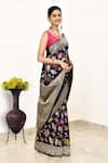 Naaritva India_Wine Katan Handwoven Saree With Running Blouse _Online_at_Aza_Fashions