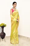 Naaritva India_Yellow Katan Handwoven Saree With Running Blouse _Online_at_Aza_Fashions