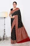 Buy_Naaritva India_Black Crepe Handwoven Butti Leaf Saree With Running Blouse _at_Aza_Fashions