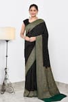 Buy_Naaritva India_Black Crepe Handwoven Butti Hand Saree With Running Blouse _at_Aza_Fashions