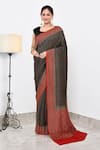 Buy_Naaritva India_Black Crepe Handwoven Butti Contrast Pallu Saree With Running Blouse _at_Aza_Fashions