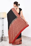 Shop_Naaritva India_Black Crepe Handwoven Butti Contrast Pallu Saree With Running Blouse _at_Aza_Fashions