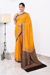 Buy_Naaritva India_Yellow Crepe Handwoven Butti Floral Veli Hem Saree With Running Blouse _at_Aza_Fashions