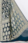 Naaritva India_Blue Handloom Cotton Handwoven Floral Veil Detailed Saree With Running Blouse _Online_at_Aza_Fashions